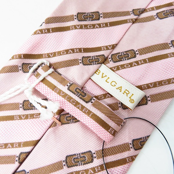 実際に弊社で買取させて頂いた【未使用】BVLGARI/ブルガリ SILK/シルク 100％ ネクタイ ブランドロゴ ピンク系の画像 1枚目