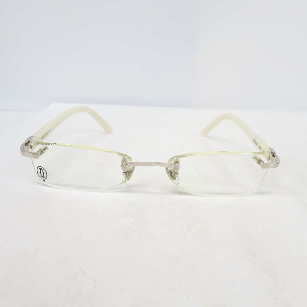 実際に弊社で買取させて頂いたCartier/カルティエ ツーポイント メガネフレーム/アイウェア フランス製 ホワイトの画像 9枚目