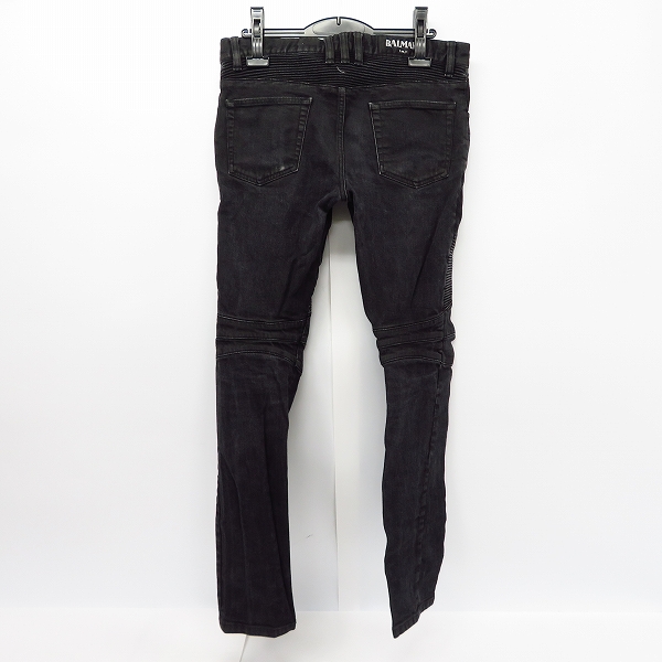 実際に弊社で買取させて頂いたBALMAIN/バルマン バイカー ブラック デニムパンツ S5HT551C479W/31の画像 1枚目