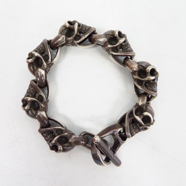 実際に弊社で買取させて頂いたBILL WALL LEATHER/ビルウォールレザー BWL オールグッドラックスカル リンク ブレスレットの画像 1枚目