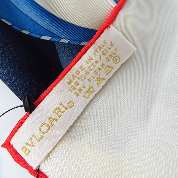 実際に弊社で買取させて頂いた【未使用】BVLGARI/ブルガリ シルク 100％ 総柄 スカーフの画像 2枚目