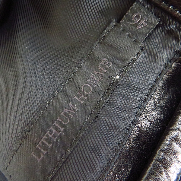 実際に弊社で買取させて頂いたLITHIUM HOMME/リチウムオム カウレザー シングル ライダース ジャケット LH28-0104/46の画像 2枚目