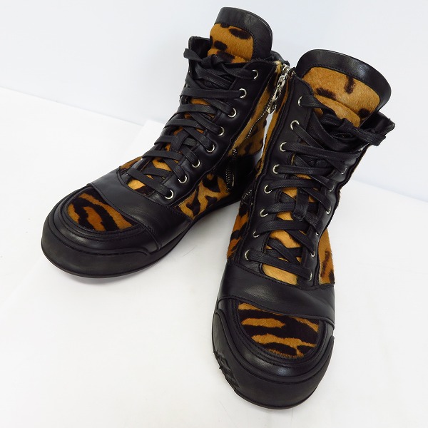実際に弊社で買取させて頂いたBALMAIN/バルマン レオパード柄 サイドジップ ハイカットスニーカー/42
