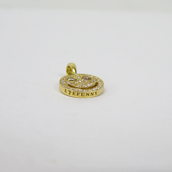 実際に弊社で買取させて頂いた【ギャラ付】EYEFUNNY/アイファニー 18KYG ダイヤモンド スマイル ブラウンアイズ ペンダント HSM009Y Size：Sの画像 3枚目