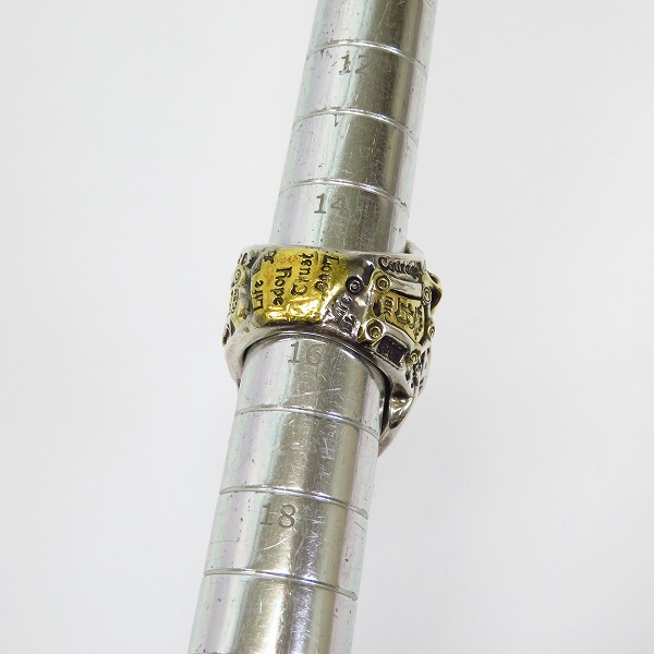 実際に弊社で買取させて頂いたBWL/ビルウォールレザー グラフティーマスタースカル ゴールドサダー ゴールドスカル 2ダイヤアイズ リング 15.5号の画像 8枚目