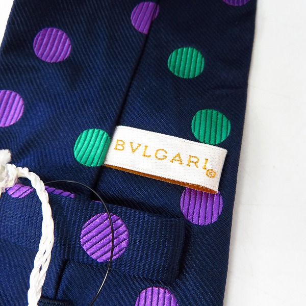実際に弊社で買取させて頂いた【未使用】BVLGARI/ブルガリ SILK/シルク 100％ ネクタイ ドット柄の画像 1枚目