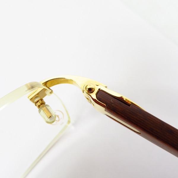 実際に弊社で買取させて頂いたCartier/カルティエ ツーポイント ウッド メガネフレーム/アイウェア フランス製の画像 4枚目