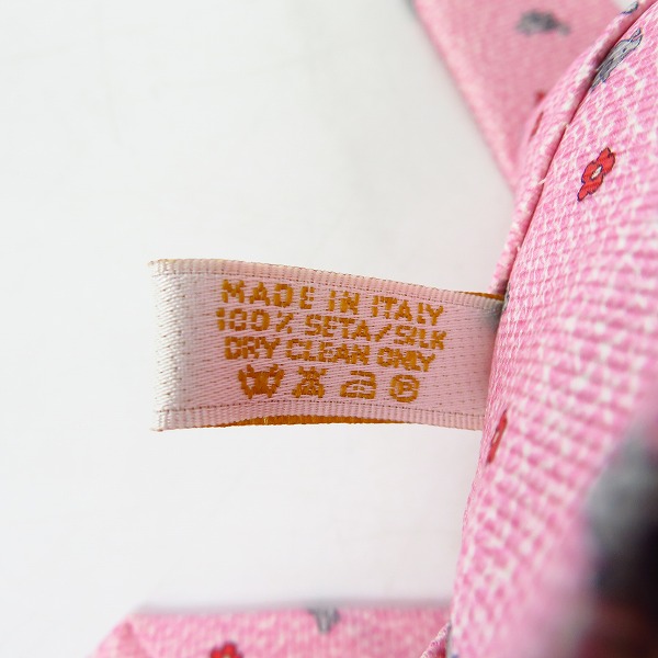 実際に弊社で買取させて頂いた【未使用】BVLGARI/ブルガリ SILK/シルク 100％ ネクタイ ピッグ/フラワー ピンク系の画像 3枚目