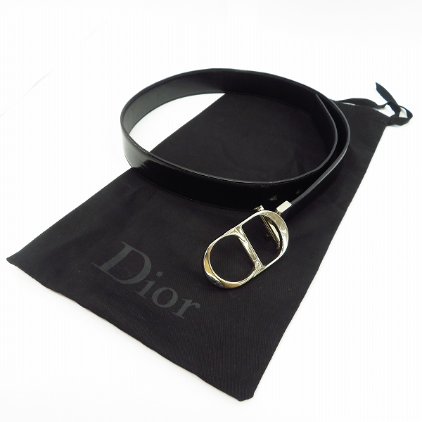 実際に弊社で買取させて頂いたDior Homme/ディオールオム CDバックル パテントレザーベルト リバーシブル ブラックの画像 6枚目