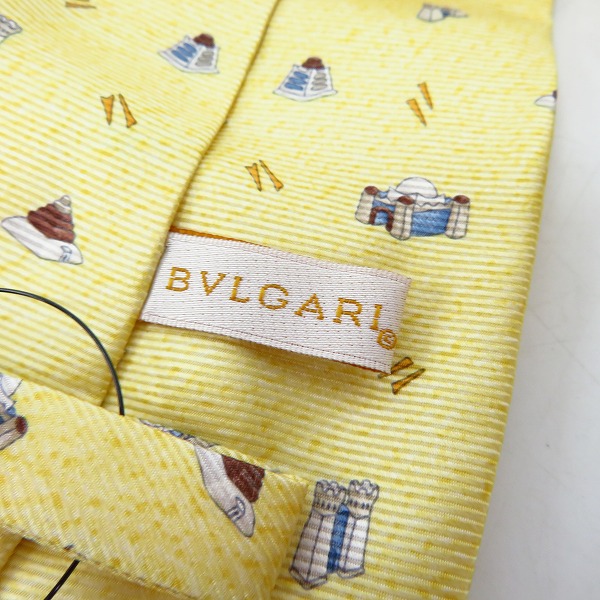 実際に弊社で買取させて頂いた【未使用】BVLGARI/ブルガリ SILK/シルク 100％ ネクタイ イエロー系の画像 1枚目