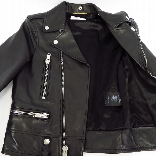 未使用】SAINT LAURENT PARIS/サンローラン 袖ワッペン 羊革 ダブル 