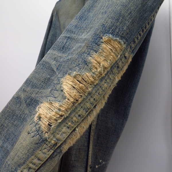 実際に弊社で買取させて頂いたBACKLASH/バックラッシュ レザー切り替え ストレッチデニムシャツ/ユーズド加工 1308-01/XSの画像 6枚目