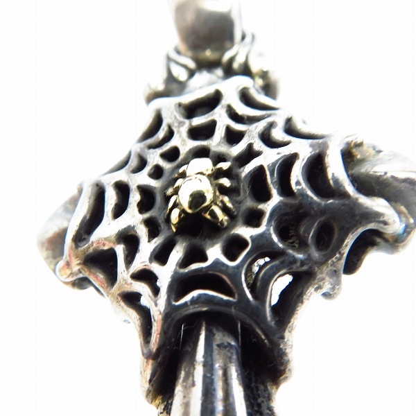 実際に弊社で買取させて頂いたBILL WALL LEATHER/ビルウォールレザー BWL 2005クロスwウェッデw18Kスパイダー シルバーペンダントの画像 3枚目