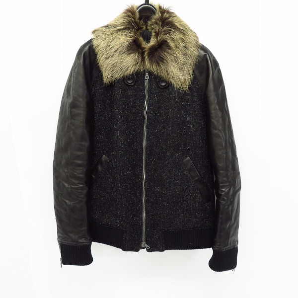 実際に弊社で買取させて頂いたBACKLASH/バックラッシュ 袖レザー キッドファー スタジャン/M