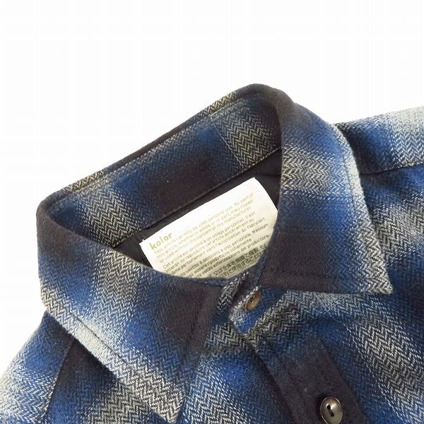 実際に弊社で買取させて頂いたKOLOR/カラー 15AW オンブレチェック 長袖シャツ 15WCM-B08114/ブラック×ネイビー1の画像 4枚目