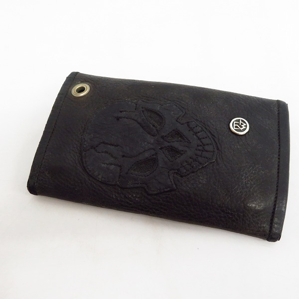 実際に弊社で買取させて頂いたTRAVIS WALKER/トラヴィスワーカー スカルパッチ 3つ折り レザーウォレット/財布の画像 1枚目