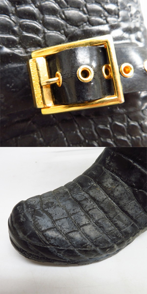 実際に弊社で買取させて頂いたHUNTER×JIMMY CHOO/ハンター×ジミーチュウ クロコ型押し レインブーツ/UK4の画像 6枚目