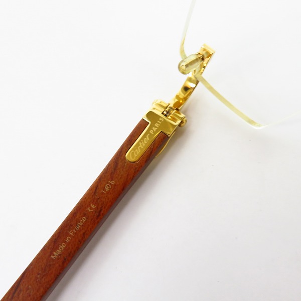 実際に弊社で買取させて頂いたCartier/カルティエ ツーポイント ウッド メガネフレーム/アイウェア フランス製の画像 3枚目