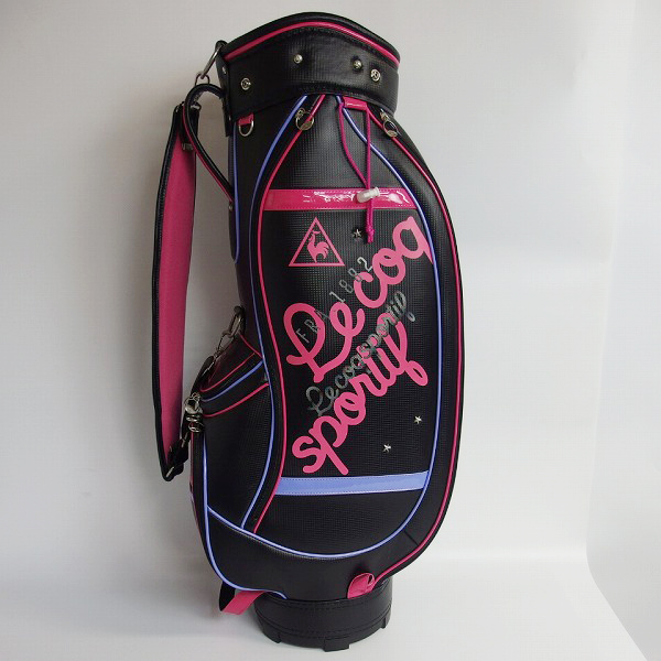 実際に弊社で買取させて頂いたle coq sportif/ルコックスポルティフ スタッズ付き 6分割キャディバッグ/ブラック×ピンク×パープル系の画像 3枚目