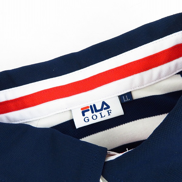 実際に弊社で買取させて頂いた【未使用】FILA/フィラ ゴルフ ワッペン&刺しゅう付き 半袖ボーダーポロシャツ 速乾・UVカット LLの画像 2枚目