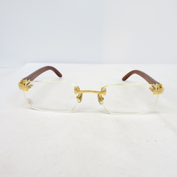 実際に弊社で買取させて頂いたCartier/カルティエ ツーポイント ウッド メガネフレーム/アイウェア フランス製の画像 9枚目