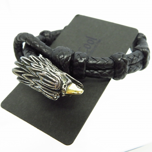 実際に弊社で買取させて頂いた【ギャラ付】LEATHERS&TREASURES/レザーズアンドトレジャーズ イーグルレザーブレス 1ヘッド 嘴18K 