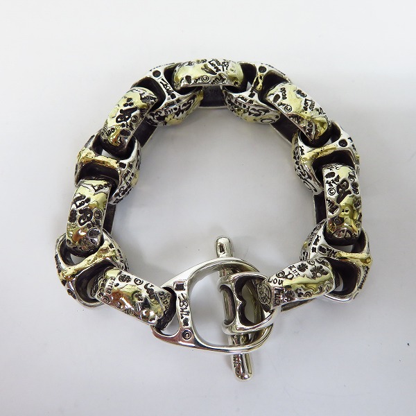 実際に弊社で買取させて頂いた【ギャラ付/カスタム】BWL/Bill Wall Leather/ビルウォールレザー ゴールドサダー Large boatlink graffiti link Bracelet/B564の画像 3枚目