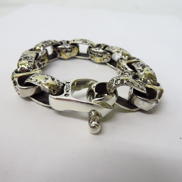 実際に弊社で買取させて頂いた【ギャラ付/カスタム】BWL/Bill Wall Leather/ビルウォールレザー ゴールドサダー Large boatlink graffiti link Bracelet/B564の画像 2枚目