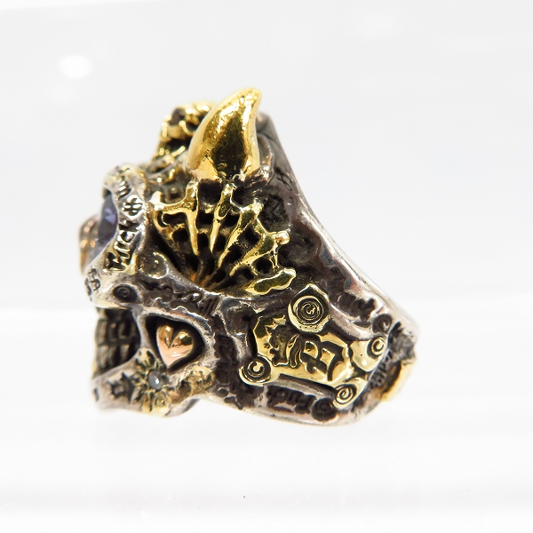 実際に弊社で買取させて頂いたBILL WALL LEATHER/ビルウォールレザー BWL グラフィティデーモンマスタースカルリング ゴールドサダー 23号の画像 2枚目