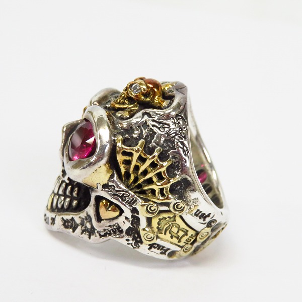 実際に弊社で買取させて頂いたBWL/ビルウォールレザー グラフティーマスタースカル ゴールドサダー ゴールドスカル 2ダイヤアイズ リング 15.5号の画像 2枚目