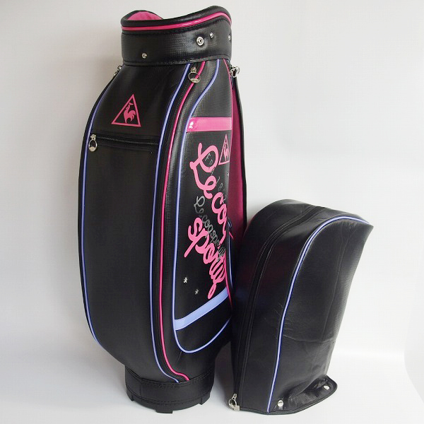実際に弊社で買取させて頂いたle coq sportif/ルコックスポルティフ スタッズ付き 6分割キャディバッグ/ブラック×ピンク×パープル系の画像 1枚目