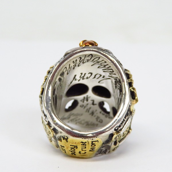 実際に弊社で買取させて頂いたBWL/ビルウォールレザー グラフティーマスタースカル ゴールドサダー ゴールドスカル 2ダイヤアイズ リング 15.5号の画像 4枚目