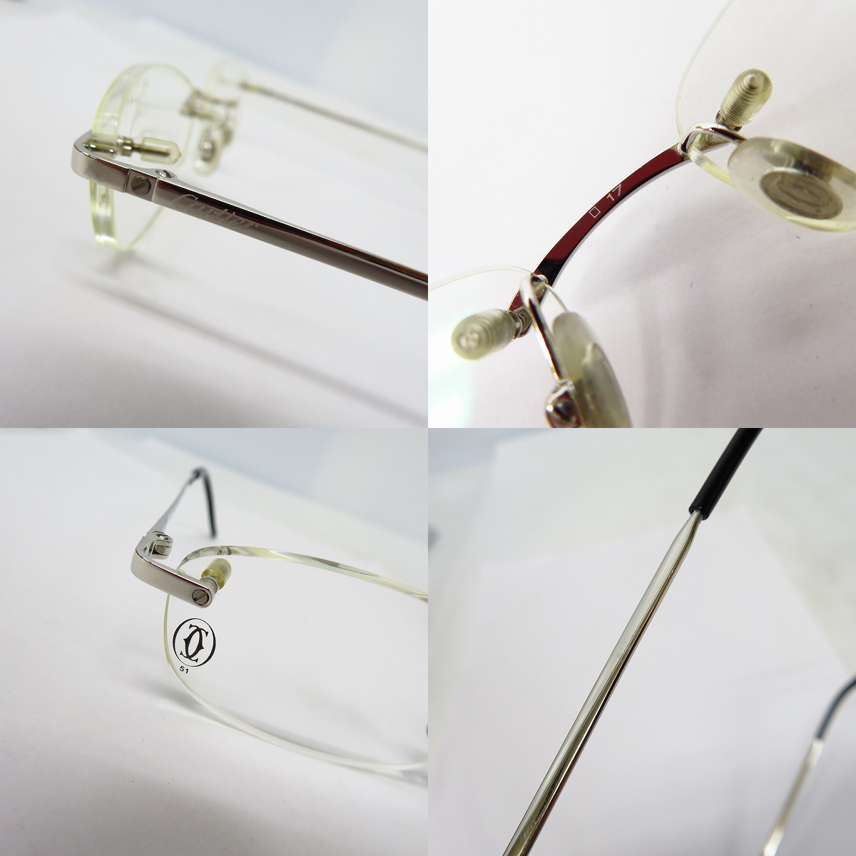 実際に弊社で買取させて頂いたCartier/カルティエ フチ無し/ツーポイント メガネフレーム/アイウェア フランス製の画像 7枚目