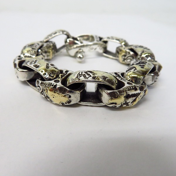 実際に弊社で買取させて頂いた【ギャラ付/カスタム】BWL/Bill Wall Leather/ビルウォールレザー ゴールドサダー Large boatlink graffiti link Bracelet/B564の画像 1枚目