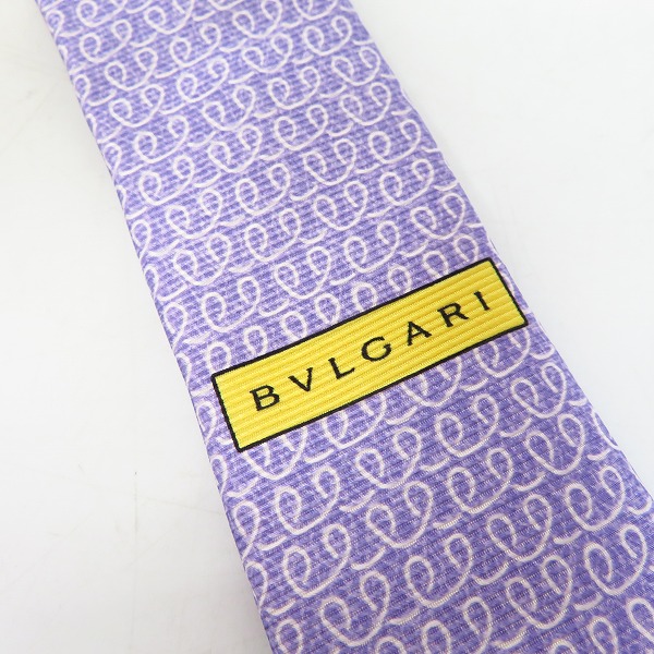 実際に弊社で買取させて頂いた【未使用】BVLGARI/ブルガリ SILK/シルク 100％ ネクタイ パープル系の画像 2枚目