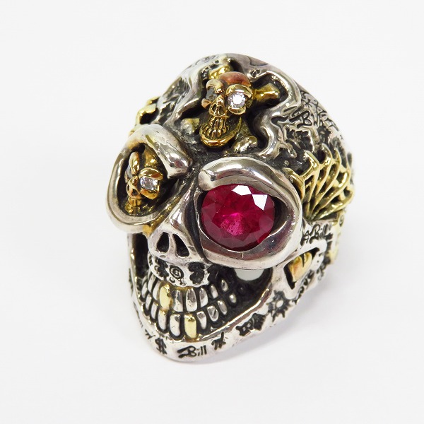 実際に弊社で買取させて頂いたBWL/ビルウォールレザー グラフティーマスタースカル ゴールドサダー ゴールドスカル 2ダイヤアイズ リング 15.5号