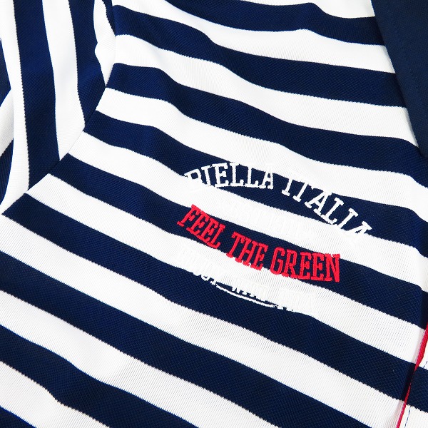 実際に弊社で買取させて頂いた【未使用】FILA/フィラ ゴルフ ワッペン&刺しゅう付き 半袖ボーダーポロシャツ 速乾・UVカット LLの画像 5枚目