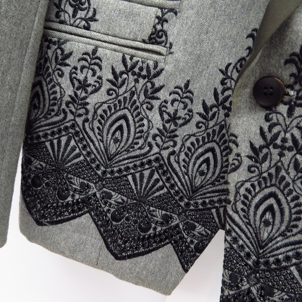 実際に弊社で買取させて頂いたDIET BUTCHER SLIM SKIN/ダイエットブッチャースリムスキン テーラードジャケット 刺繍 素材切替/1の画像 7枚目