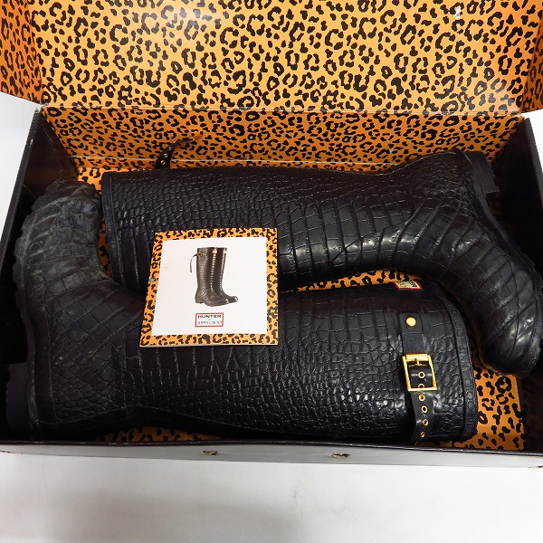 実際に弊社で買取させて頂いたHUNTER×JIMMY CHOO/ハンター×ジミーチュウ クロコ型押し レインブーツ/UK4の画像 8枚目