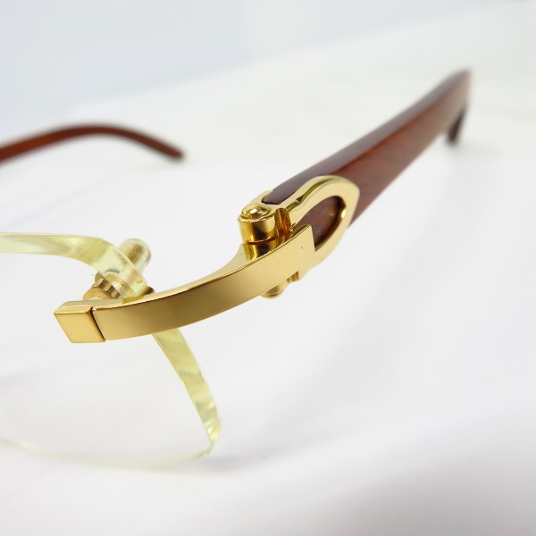 実際に弊社で買取させて頂いたCartier/カルティエ ツーポイント ウッド メガネフレーム/アイウェア フランス製の画像 6枚目