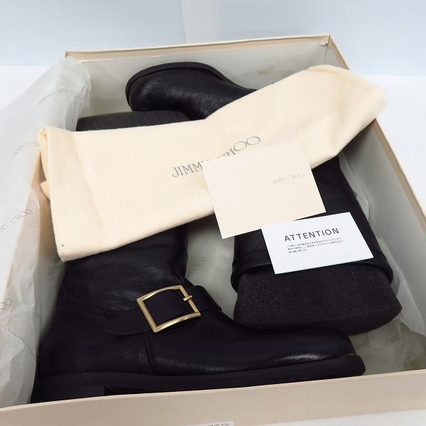 実際に弊社で買取させて頂いたJimmy Choo/ジミーチュウ レザーエンジニアブーツ/37.5の画像 7枚目