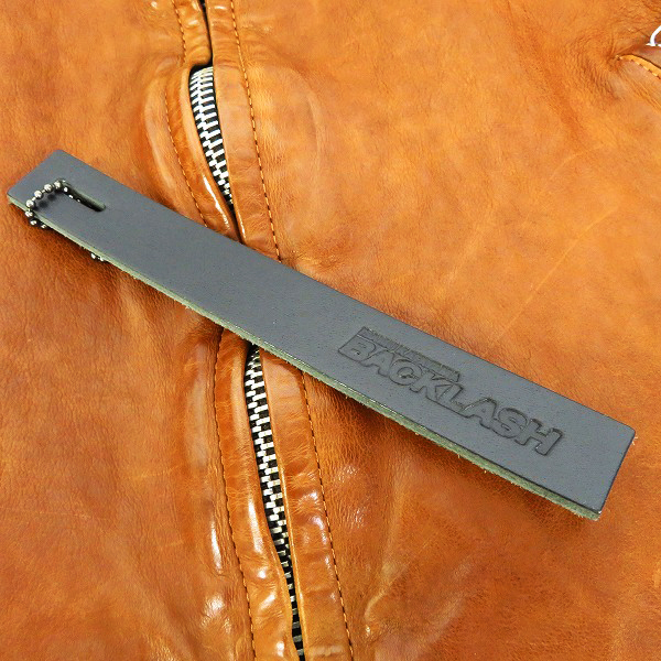実際に弊社で買取させて頂いたBACKLASH/バックラッシュ 牛革/ドイツカーフ製品染め シングルライダースジャケット 1221-01/Mの画像 9枚目