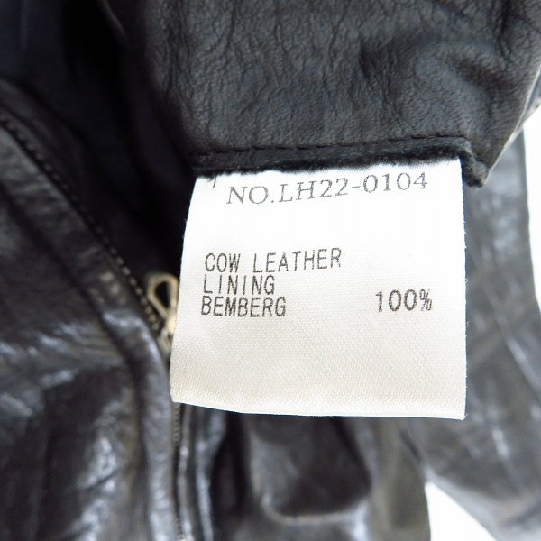 実際に弊社で買取させて頂いたLITHIUM HOMME/リチウムオム カウレザー シングル ライダース/1の画像 3枚目