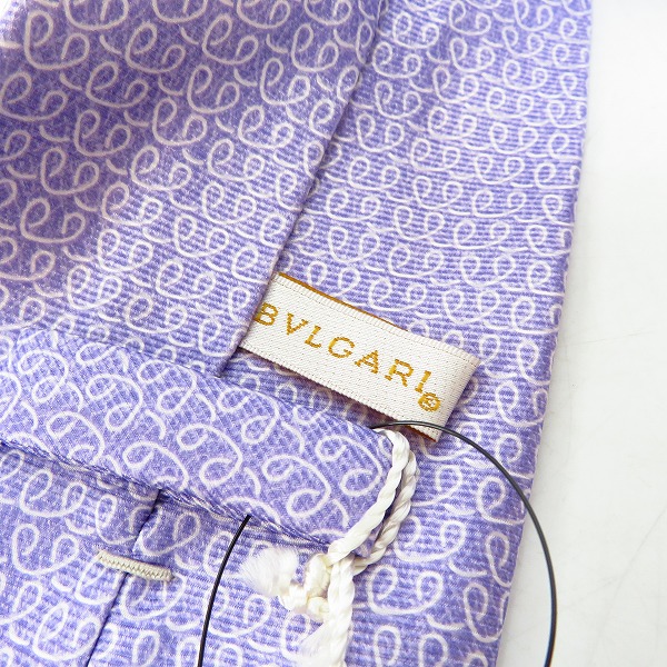 実際に弊社で買取させて頂いた【未使用】BVLGARI/ブルガリ SILK/シルク 100％ ネクタイ パープル系の画像 1枚目