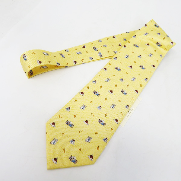 実際に弊社で買取させて頂いた【未使用】BVLGARI/ブルガリ SILK/シルク 100％ ネクタイ イエロー系
