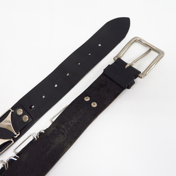 実際に弊社で買取させて頂いたBALMAIN/バルマン 11SS T909 B902 TRIANGLE LEATHER BELT レザーベルト/90の画像 3枚目