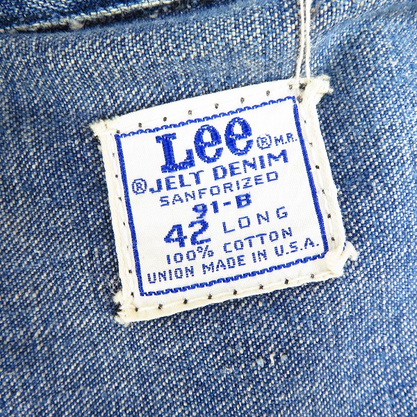 実際に弊社で買取させて頂いたLee/リー 70年代前後/M.R.マーク ヴィンテージ カバーオール デニムジャケット 91-B /42の画像 2枚目