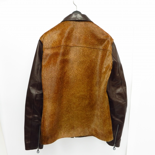 実際に弊社で買取させて頂いたBACKLASH/バックラッシュ ホースヘアー イタリアンオイルカーフ ブルゾン/1300-01/Lの画像 1枚目