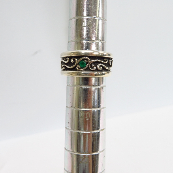 実際に弊社で買取させて頂いた【カスタム/1点物】BWL/ビルウォールレザー ウェーブチャンネルリングw1エメラルド 18号の画像 8枚目