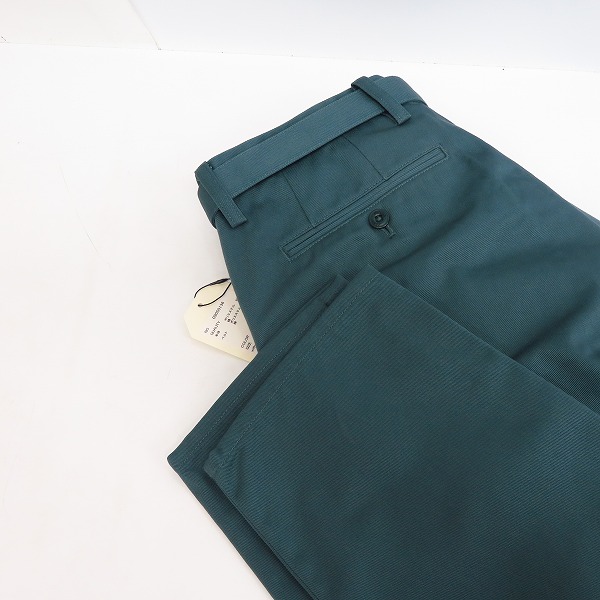 実際に弊社で買取させて頂いた【未使用】FACTOTUM×DICKIES/ファクトタム×ディッキーズ 1タックロングベルトチノスラックス GREEN/09050136/48の画像 7枚目